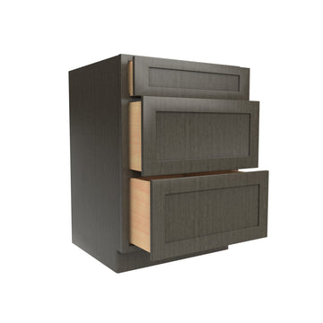 RTA - Elegant Smoky Grey - 3 Drawer Base Cabinet | 24"W x 34.5"H x 24"D
