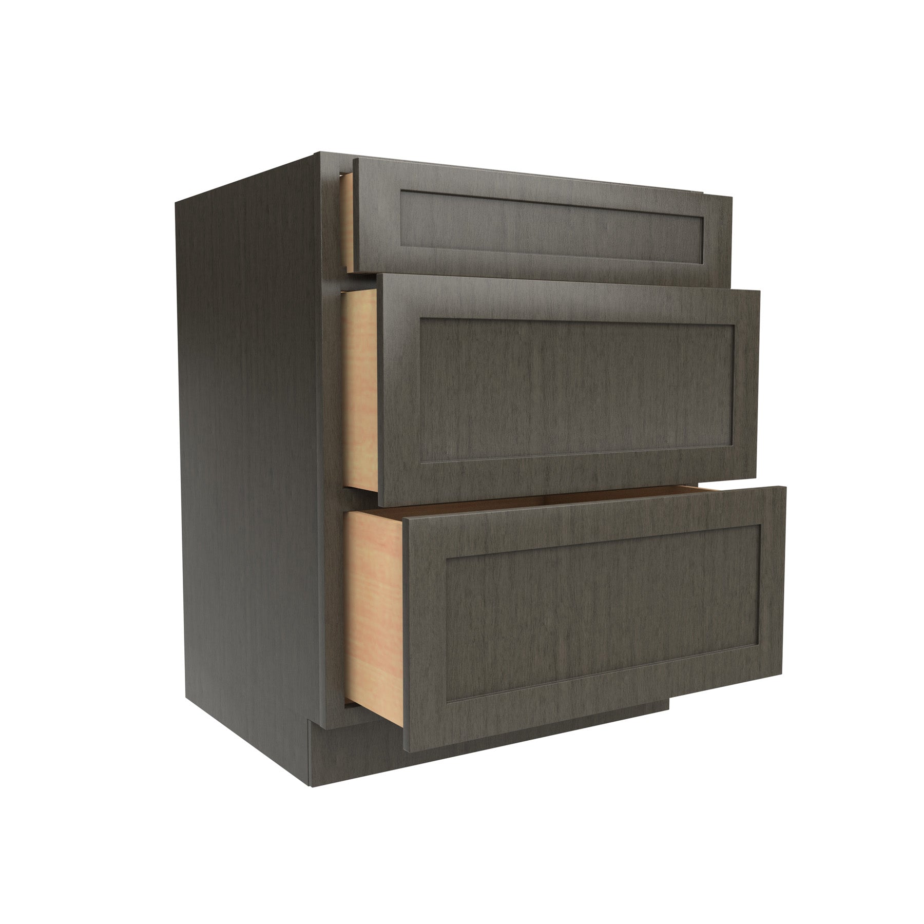 Elegant Smoky Grey - 3 Drawer Base Cabinet | 27"W x 34.5"H x 24"D