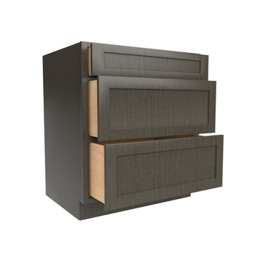 Elegant Smoky Grey - 3 Drawer Base Cabinet | 30