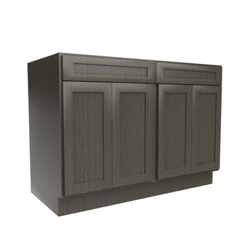 RTA - Elegant Smoky Grey - Double Drawer & 4 Door Base Cabinet | 48
