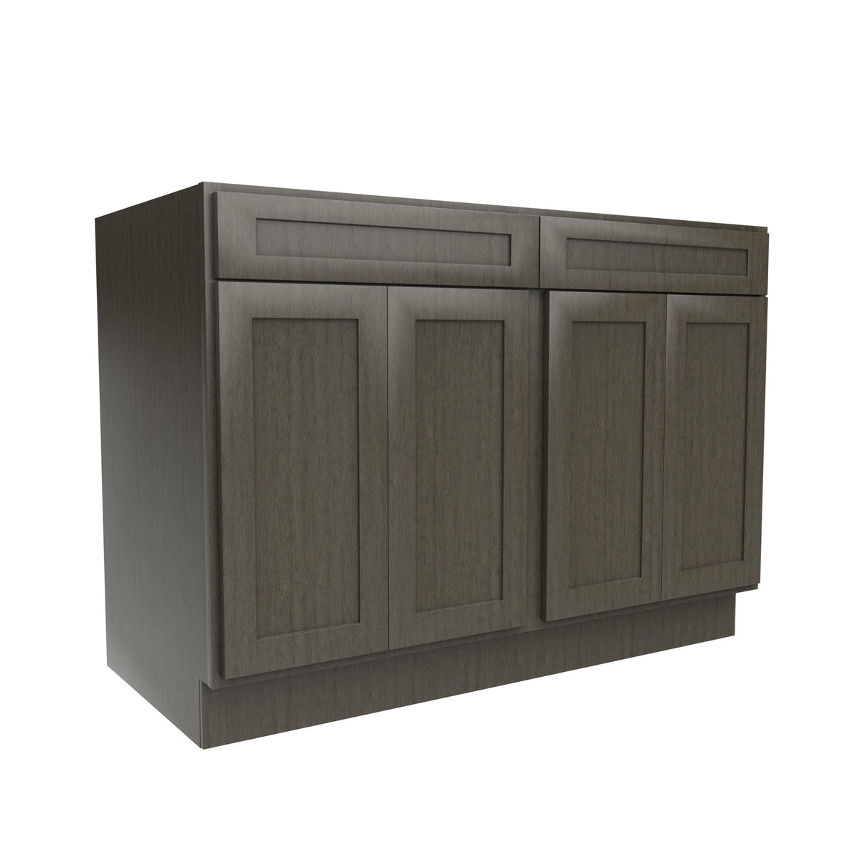 RTA - Elegant Smoky Grey - Double Drawer & 4 Door Base Cabinet | 48"W x 34.5"H x 24"D