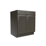 RTA - Elegant Smoky Grey - Double Drawer & Door Base Cabinet | 30"W x 34.5"H x 24"D