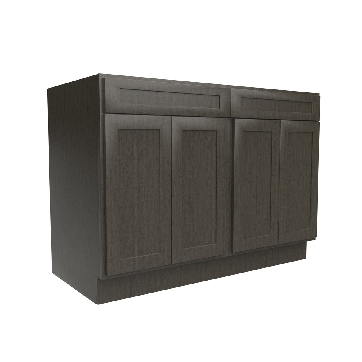 RTA - Elegant Smoky Grey - Double Drawer & 4 Door Base Cabinet | 48"W x 34.5"H x 24"D