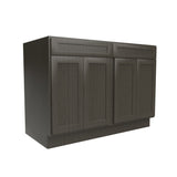 RTA - Elegant Smoky Grey - Double Drawer & 4 Door Base Cabinet | 48"W x 34.5"H x 24"D