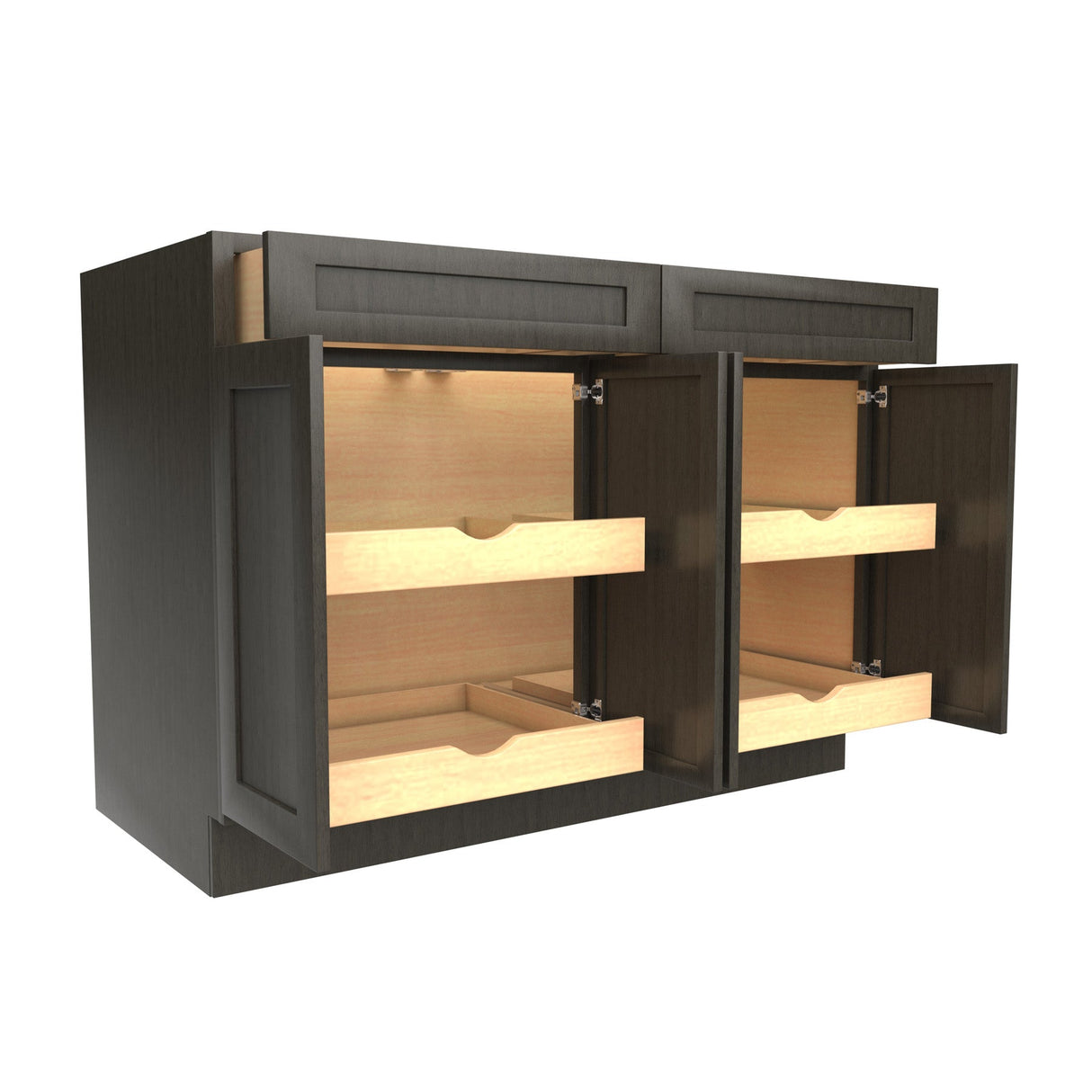 RTA - Elegant Smoky Grey - Double Drawer & 4 Door Base Cabinet | 48"W x 34.5"H x 24"D