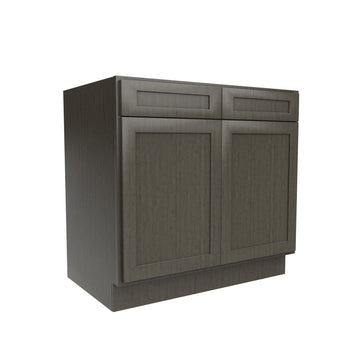 RTA - Elegant Smoky Grey - Double Drawer & Door Base Cabinet | 36