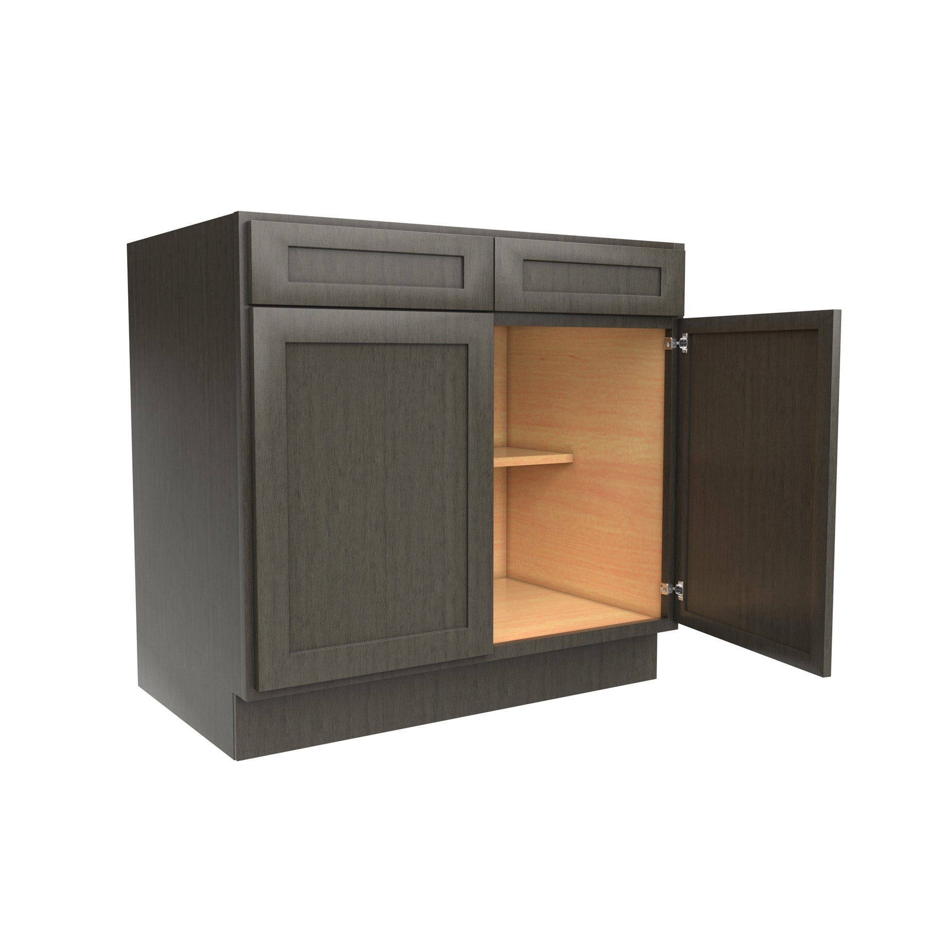 RTA - Elegant Smoky Grey - Double Drawer & Door Base Cabinet | 36"W x 34.5"H x 24"D