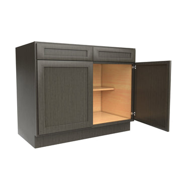 RTA - Elegant Smoky Grey - Double Drawer & Door Base Cabinet | 42"W x 34.5"H x 24"D