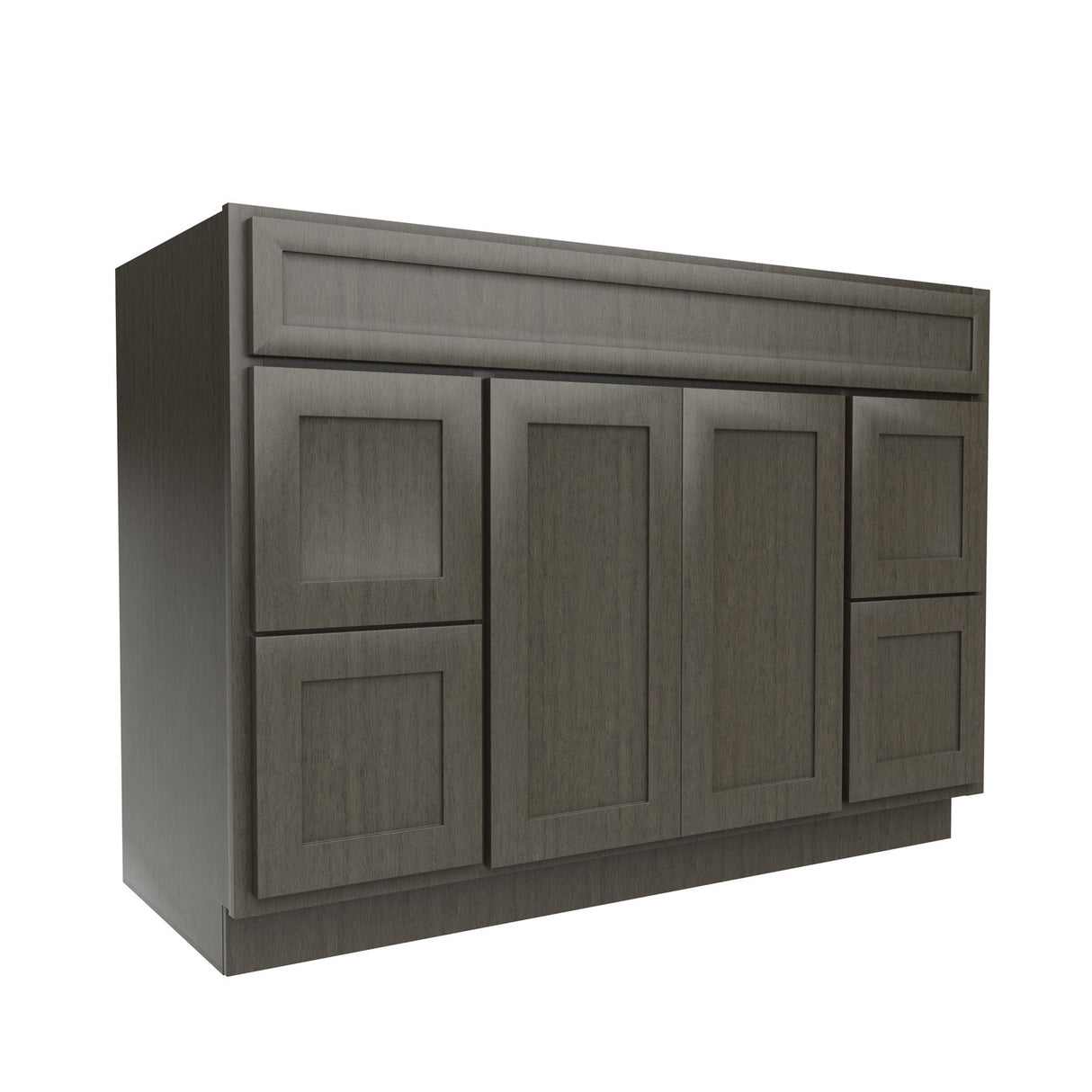 RTA - Elegant Smoky Grey - Double Door & Drawer Vanity Sink Base Cabinet | 48"W x 34.5"H x 21"D