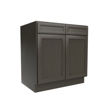 RTA - Elegant Smoky Grey - Double Drawer Front 2 Door Sink Base Cabinet | 33