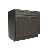 RTA - Elegant Smoky Grey - Double Drawer Front 2 Door Sink Base Cabinet | 36"W x 34.5"H x 24"D