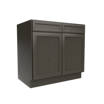 RTA - Elegant Smoky Grey - Double Drawer Front 2 Door Sink Base Cabinet | 36