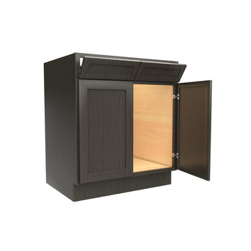 RTA - Elegant Smoky Grey - Double Drawer Front 2 Door Sink Base Cabinet | 30