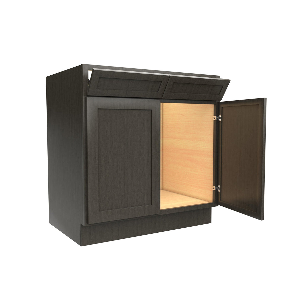 RTA - Elegant Smoky Grey - Double Drawer Front 2 Door Sink Base Cabinet | 33"W x 34.5"H x 24"D