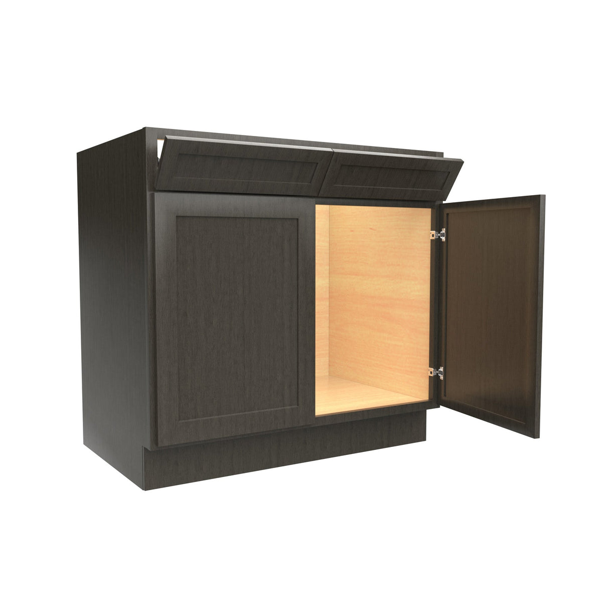 RTA - Elegant Smoky Grey - Double Drawer Front 2 Door Sink Base Cabinet | 36"W x 34.5"H x 24"D