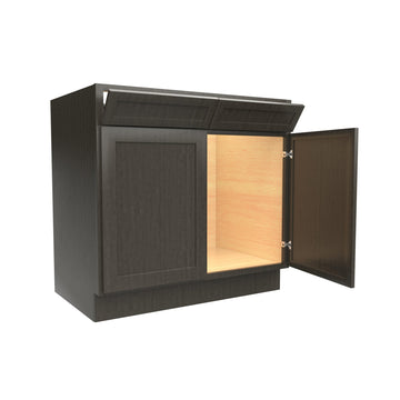 RTA - Elegant Smoky Grey - Double Drawer Front 2 Door Sink Base Cabinet | 36