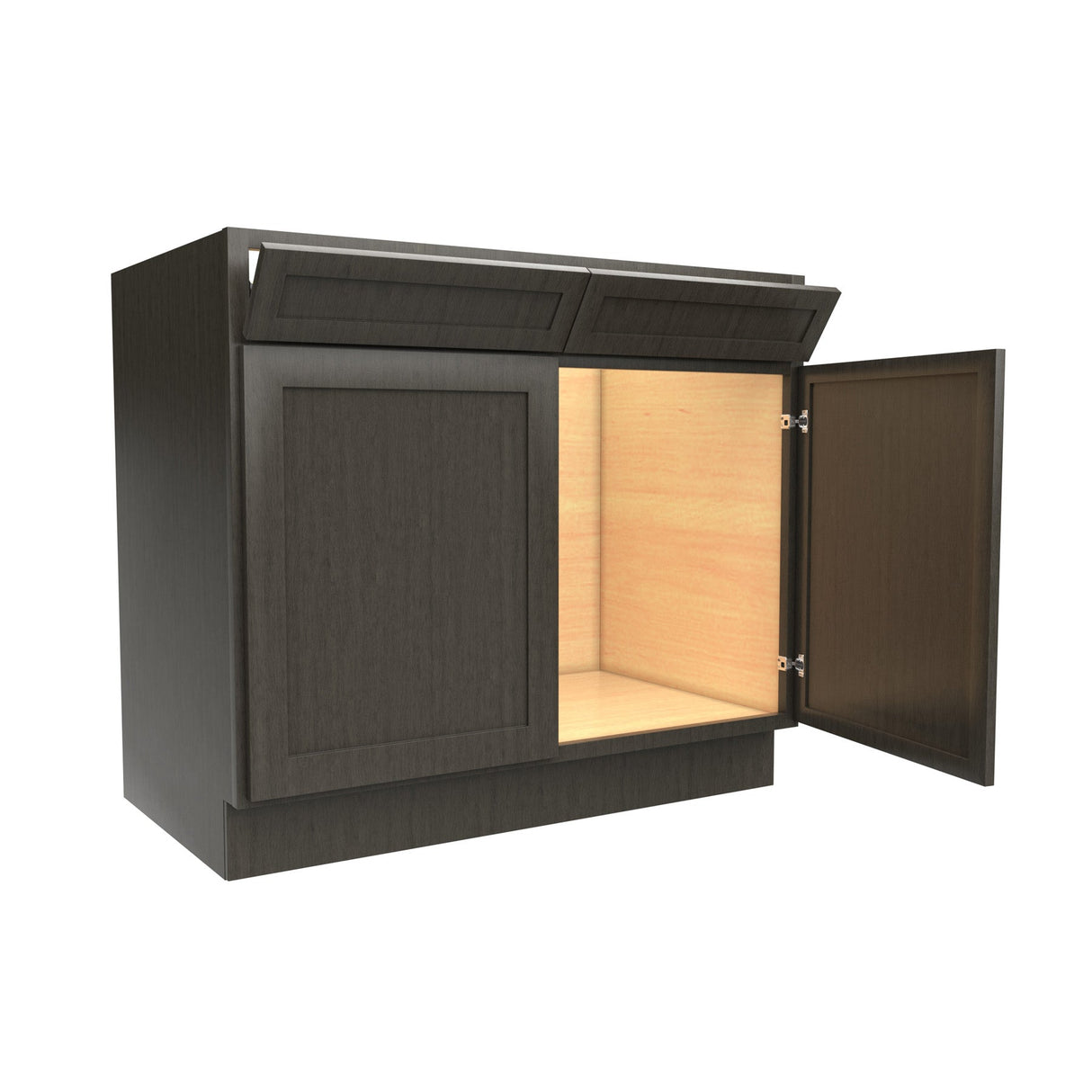 RTA - Elegant Smoky Grey - Double Drawer Front 2 Door Sink Base Cabinet | 39"W x 34.5"H x 24"D