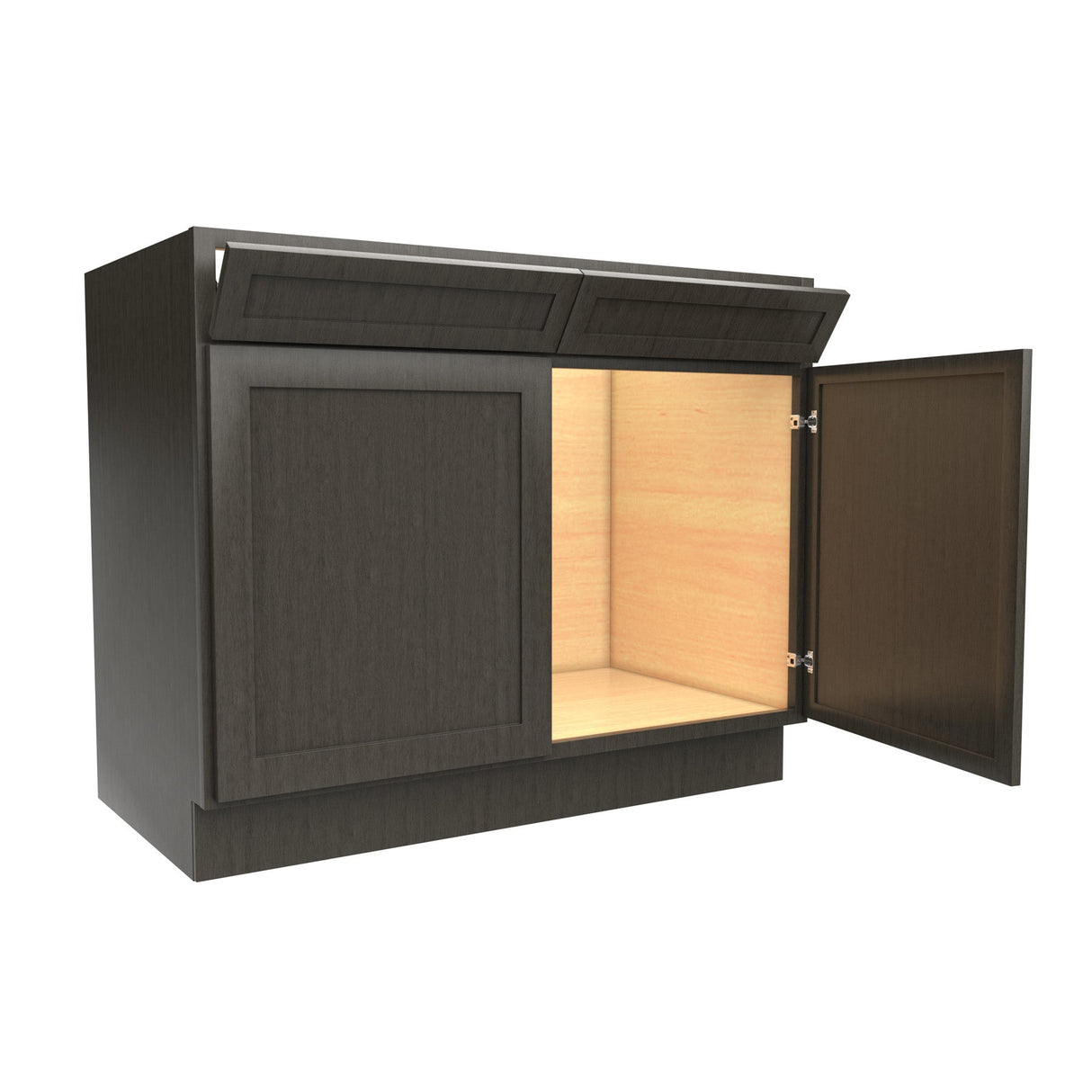 RTA - Elegant Smoky Grey - Double Drawer Front 2 Door Sink Base Cabinet | 42"W x 34.5"H x 24"D