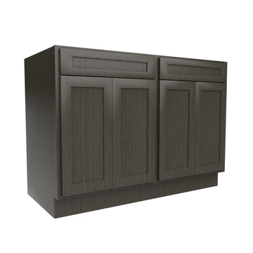 Elegant Smoky Grey - Double Drawer Front 4 Door Sink Base Cabinet | 48