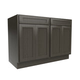 RTA - Elegant Smoky Grey - Double Drawer Front 4 Door Sink Base Cabinet | 48"W x 34.5"H x 24"D