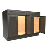 RTA - Elegant Smoky Grey - Double Drawer Front 4 Door Sink Base Cabinet | 48"W x 34.5"H x 24"D