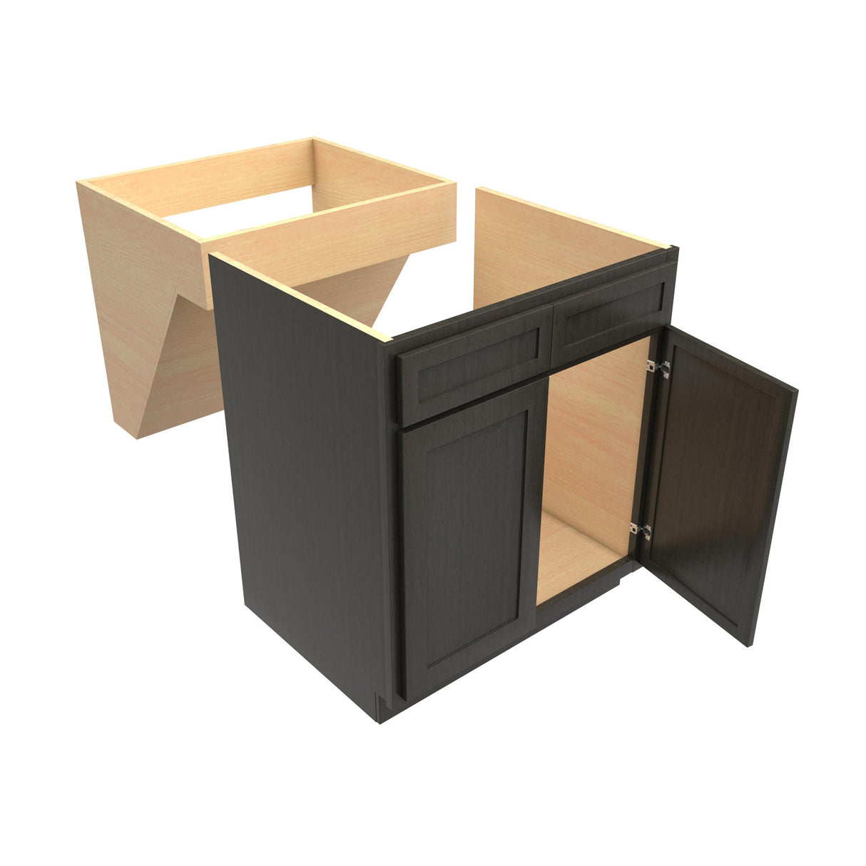 RTA - Elegant Smoky Grey - Double Door Handicap Removable Sink Base Cabinet | 30"W x 34.5"H x 24"D