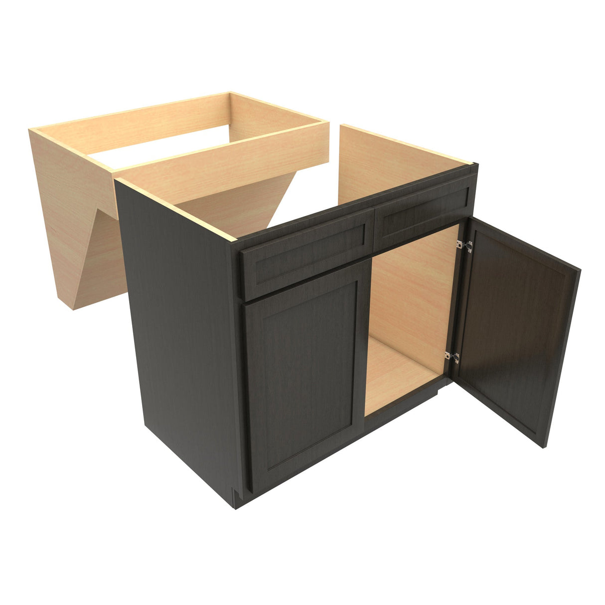 RTA - Elegant Smoky Grey - Double Door Handicap Removable Sink Base Cabinet | 36"W x 34.5"H x 24"D