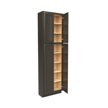 Elegant Smoky Grey - Double Door Utility Cabinet | 24"W x 84"H x 12"D