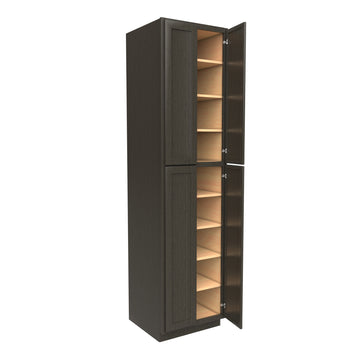 Elegant Smoky Grey - Double Door Utility Cabinet | 24"W x 96"H x 24"D