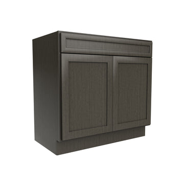 Elegant Smoky Grey - Double Door Vanity Sink Base Cabinet | 36"W x 34.5"H x 21"D
