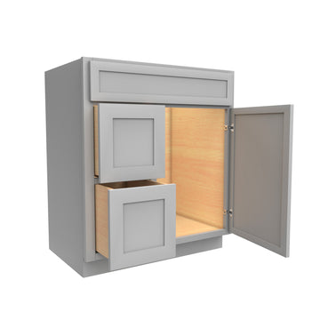 RTA - Elegant Dove - 1 Door 2 Drawer Vanity Sink Base Cabinet | 30"W x 34.5"H x 21"D
