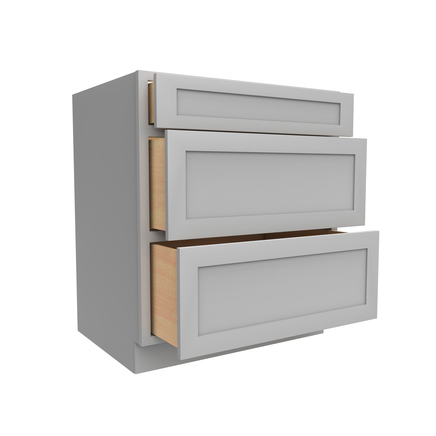 Elegant Dove - 3 Drawer Base Cabinet | 30"W x 34.5"H x 24"D
