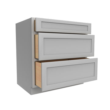 Elegant Dove - 3 Drawer Base Cabinet | 33"W x 34.5"H x 24"D