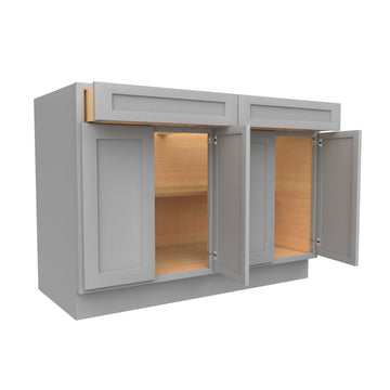 RTA - Elegant Dove - Double Drawer & 4 Door Base Cabinet | 48"W x 34.5"H x 24"D