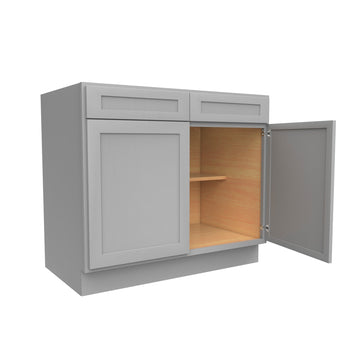 RTA - Elegant Dove - Double Drawer & Door Base Cabinet | 39"W x 34.5"H x 24"D