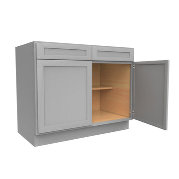RTA - Elegant Dove - Double Drawer & Door Base Cabinet | 42"W x 34.5"H x 24"D