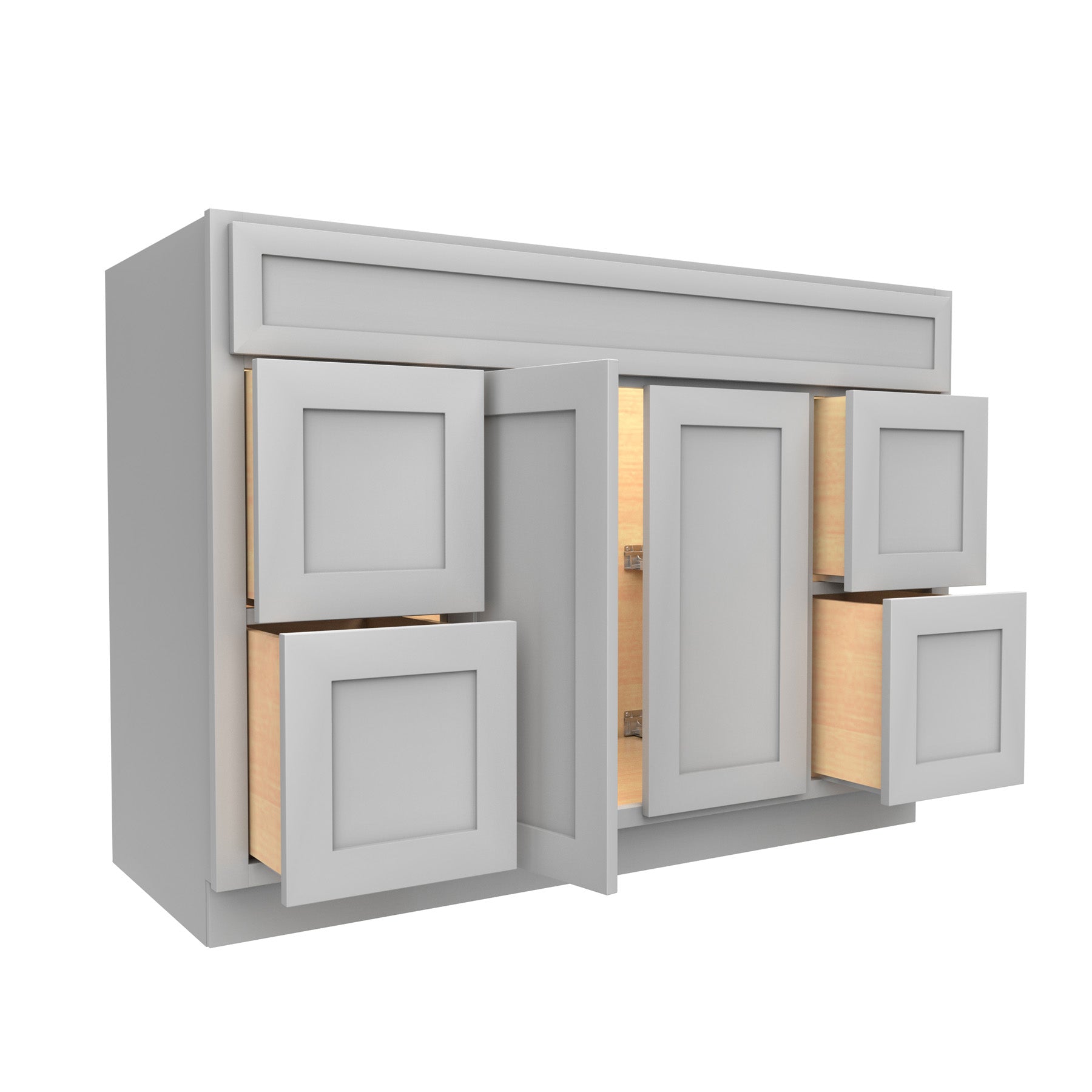 RTA - Elegant Dove - Double Door & Drawer Vanity Sink Base Cabinet | 48"W x 34.5"H x 21"D