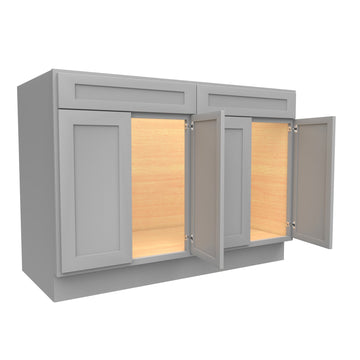 RTA - Elegant Dove - Double Drawer Front 4 Door Sink Base Cabinet | 48