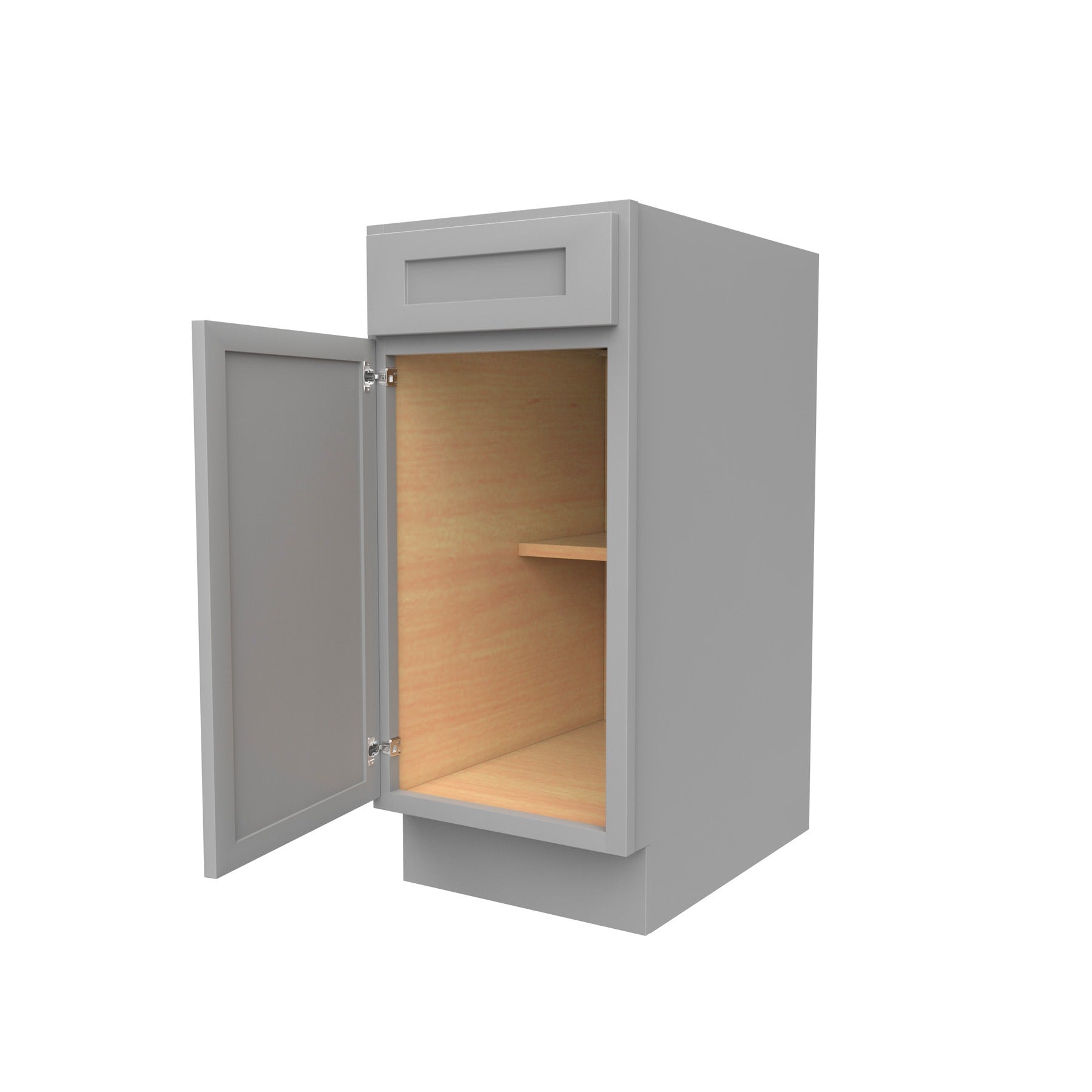 RTA - Elegant Dove - Single Door & Drawer Base Cabinet | 15"W x 34.5"H x 24"D
