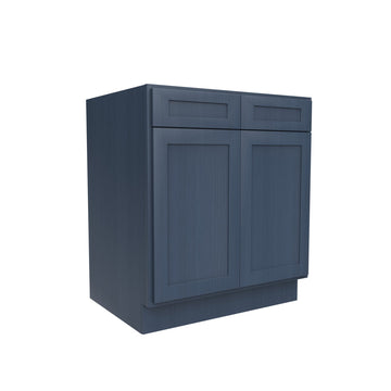 RTA - Elegant Ocean Blue - Double Drawer & Door Base Cabinet | 30"W x 34.5"H x 24"D