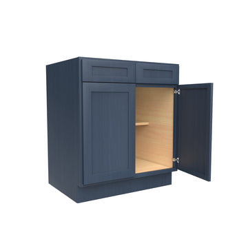RTA - Elegant Ocean Blue - Double Drawer & Door Base Cabinet | 30