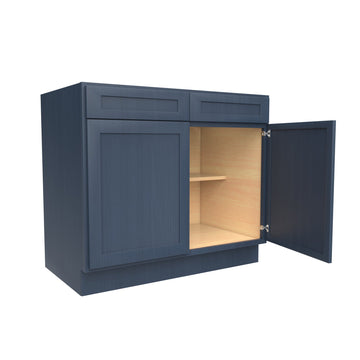RTA - Elegant Ocean Blue - Double Drawer & Door Base Cabinet | 39