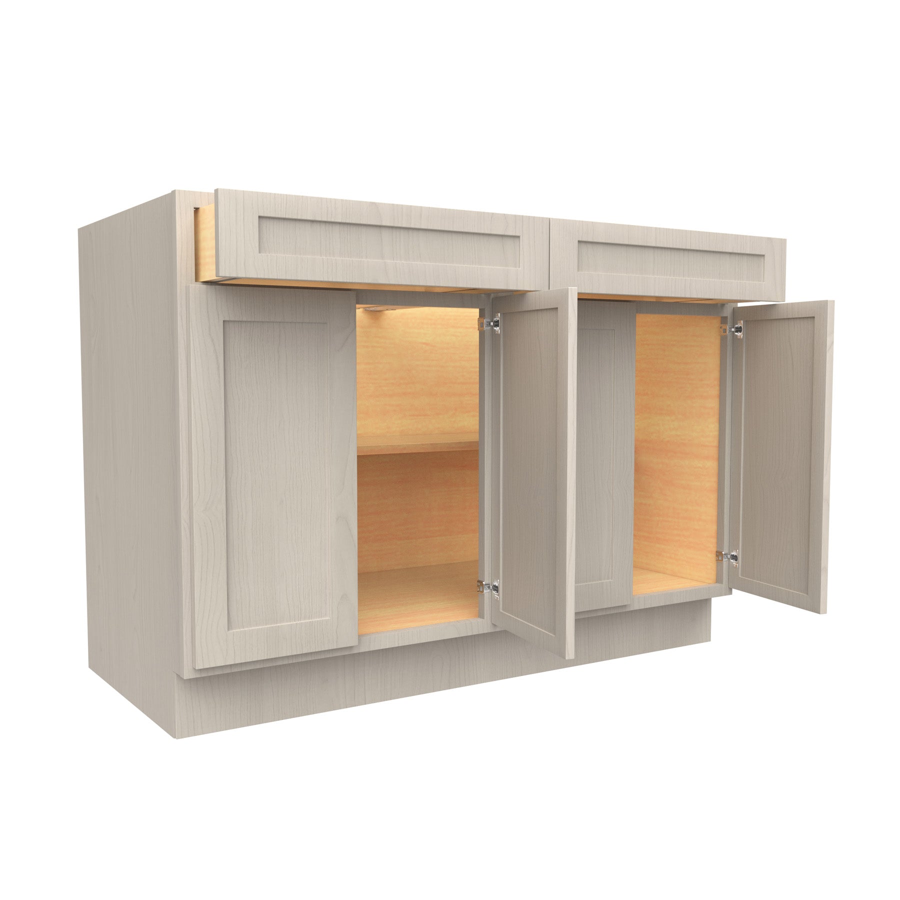 Double Drawer & 4 Door Base Cabinet | Elegant Stone|48W x 34.5H x 24D