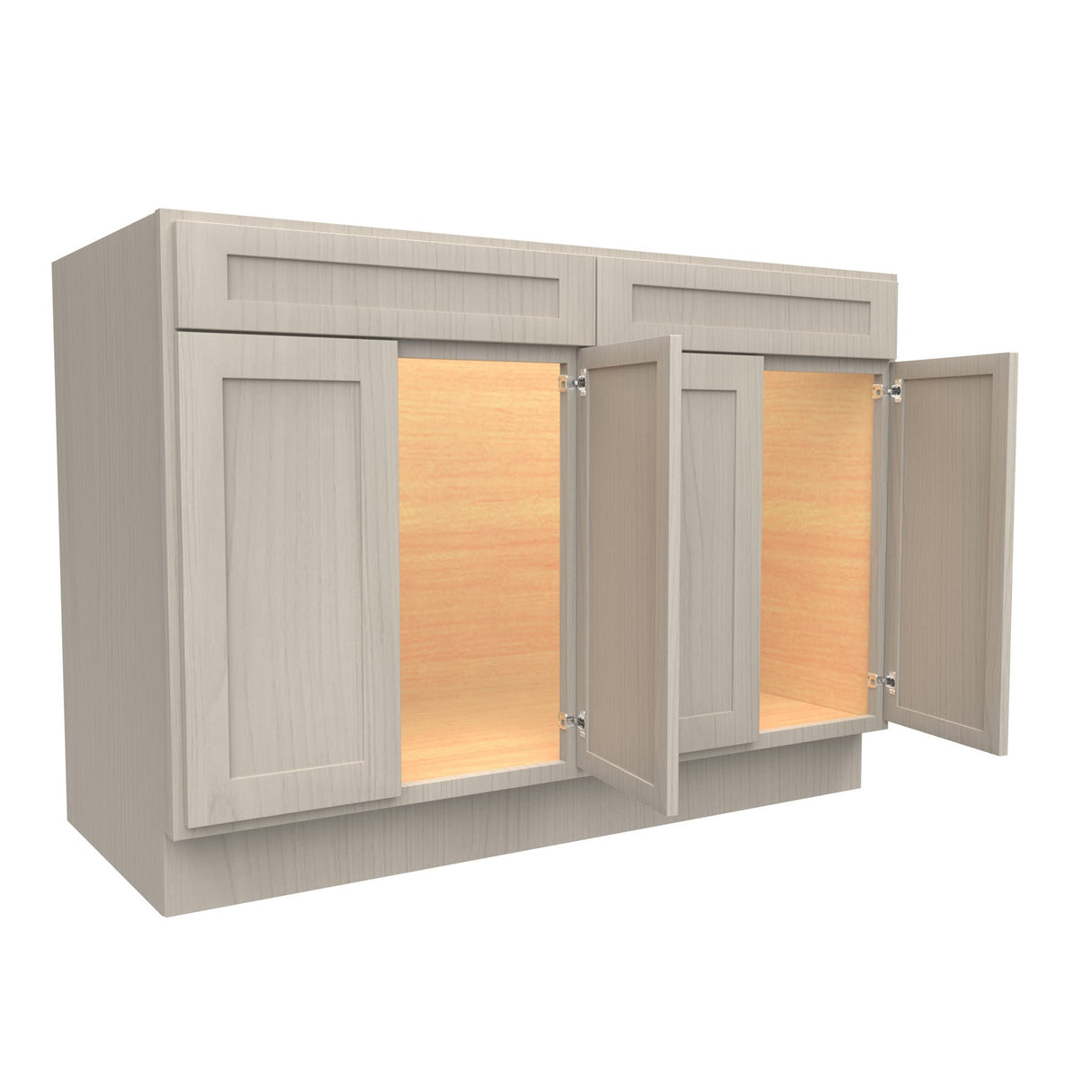 RTA - Elegant Stone - Double Drawer Front 4 Door Sink Base Cabinet | 48"W x 34.5"H x 24"D