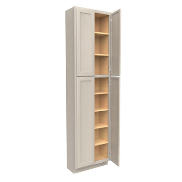 Double Door Utility Cabinet | Elegant Stone|24W x 90H x 12D