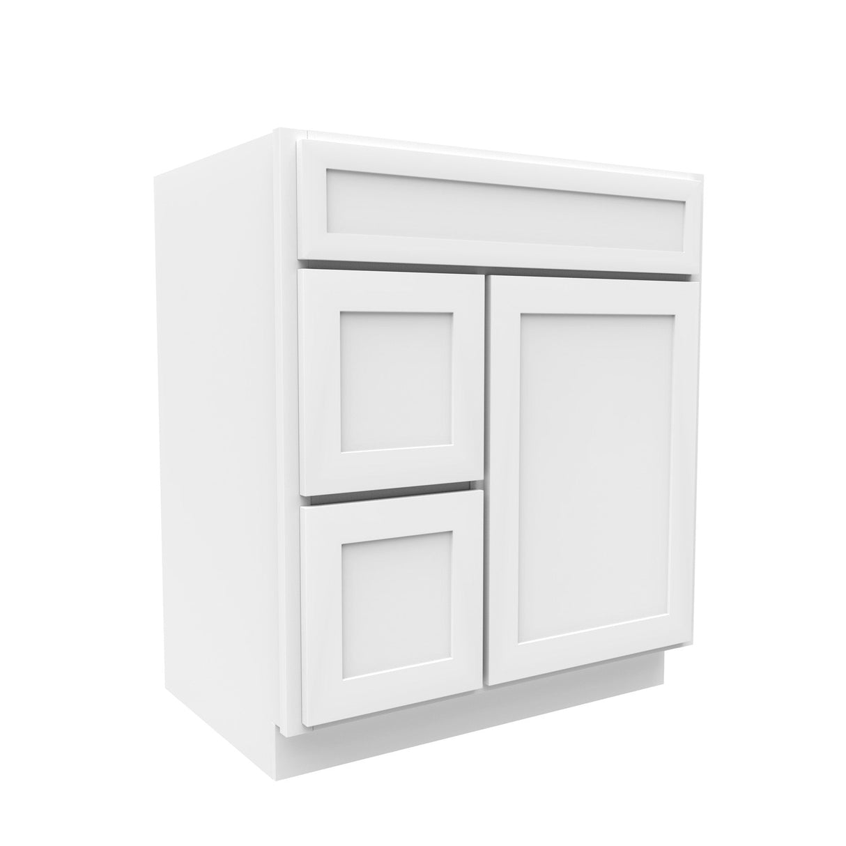 RTA - Elegant White - 1 Door 2 Drawer Vanity Sink Base Cabinet | 30"W x 34.5"H x 21"D