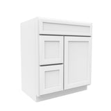 RTA - Elegant White - 1 Door 2 Drawer Vanity Sink Base Cabinet | 30"W x 34.5"H x 21"D