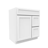 RTA - Elegant White - 1 Door 2 Drawer Vanity Sink Base Cabinet | 30"W x 34.5"H x 21"D