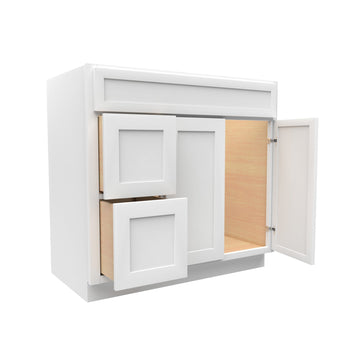 RTA - Elegant White - 2 Door 2 Drawer Vanity Sink Base Cabinet | 36