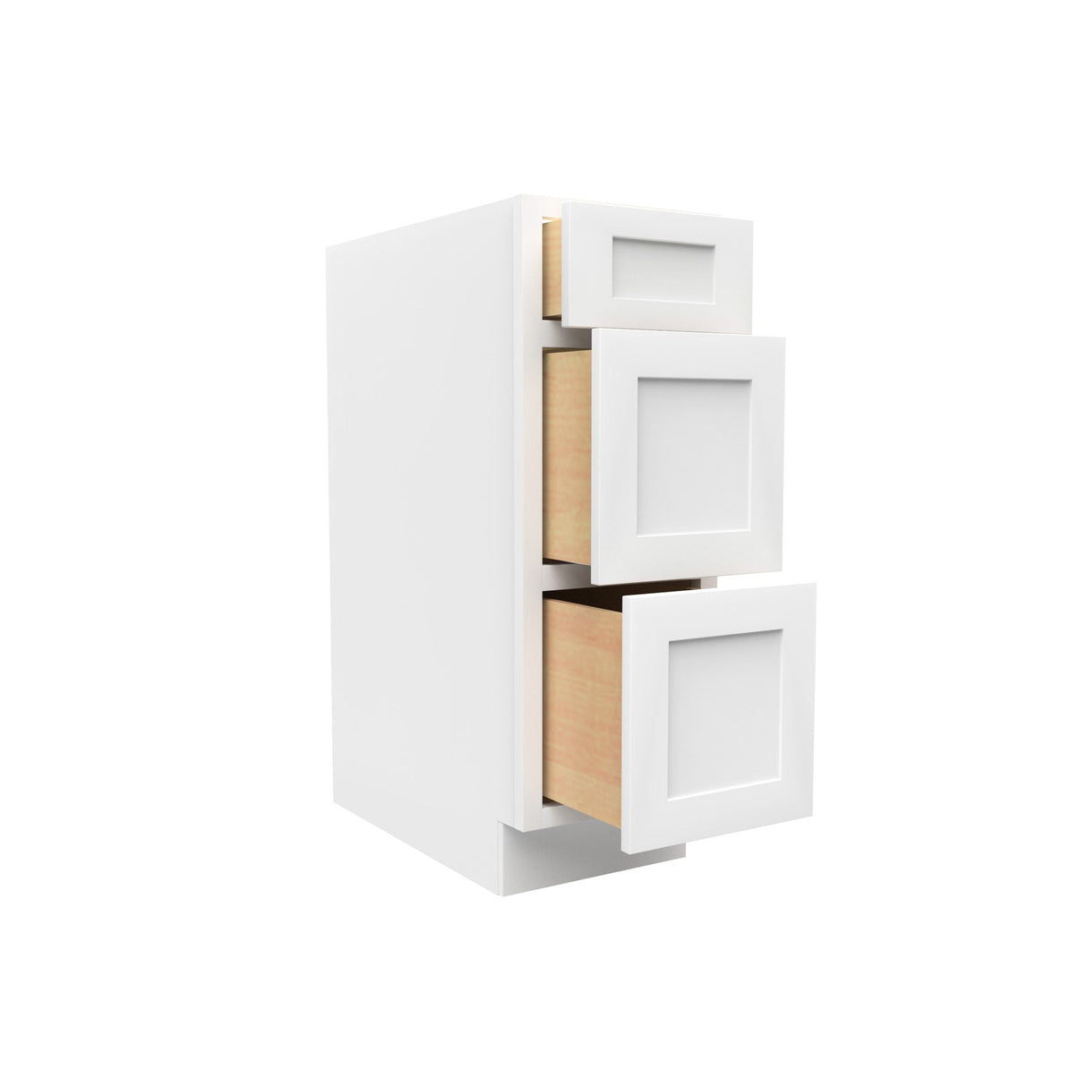 RTA - Elegant White - 3 Drawer Base Cabinet | 12"W x 34.5"H x 24"D